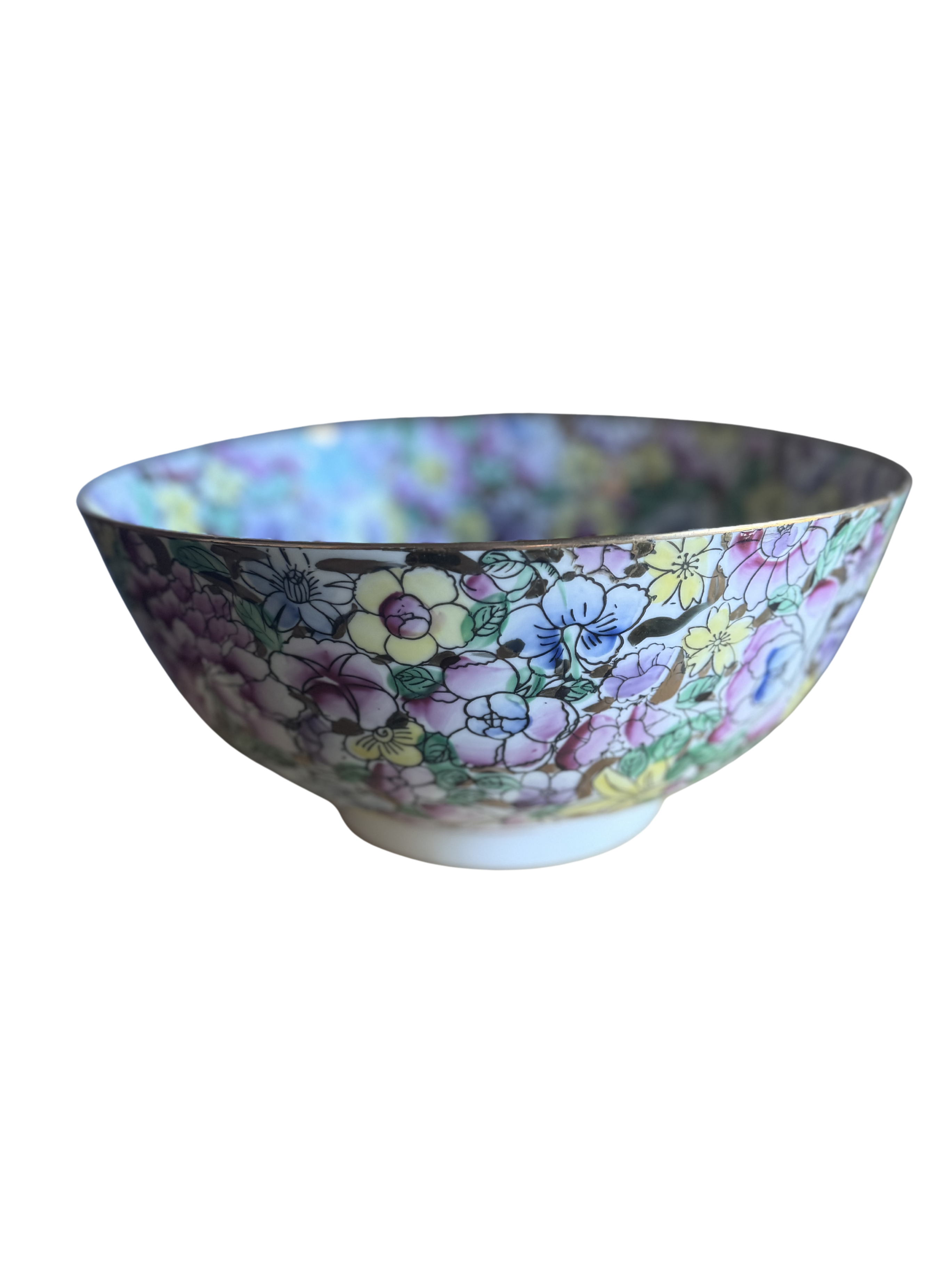 10" Mille Fleur hand painted bowl